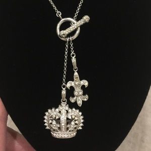 NAPIER Stamped Silver w CZ Royalty Necklace!💎💎